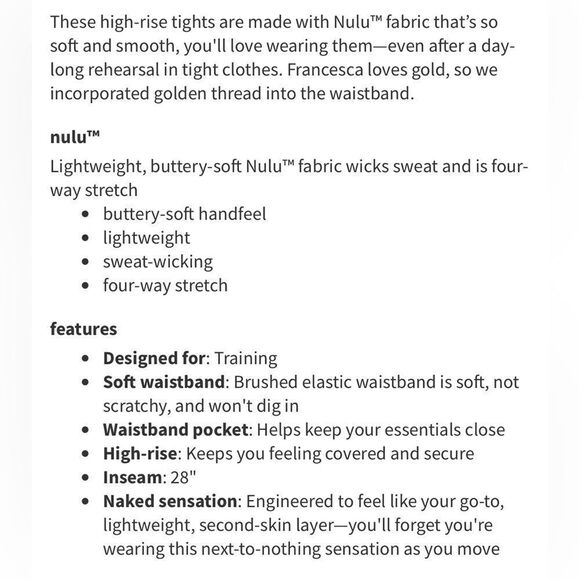 Lululemon Principal Dancer Golden Lining Tight *28" Size 4 - Picture 10 of 13